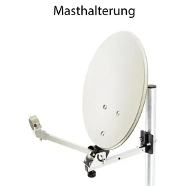 PremiumX Camping SAT Anlage Single LNB 10m Kabel 2x F-Stecker Tischhalter Masthalter Saugfuß im Koffer Camp Zubehör