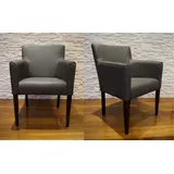 Dunkelgrau Echt Leder Esszimmerstühle mit Lehnen Rindsleder Stuhl Sessel Stühle