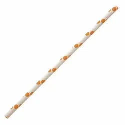 NATURESTAR Papierstrohhalme, gepunktet 42119 , 1 Packung = 100 Stück, orange-weiß