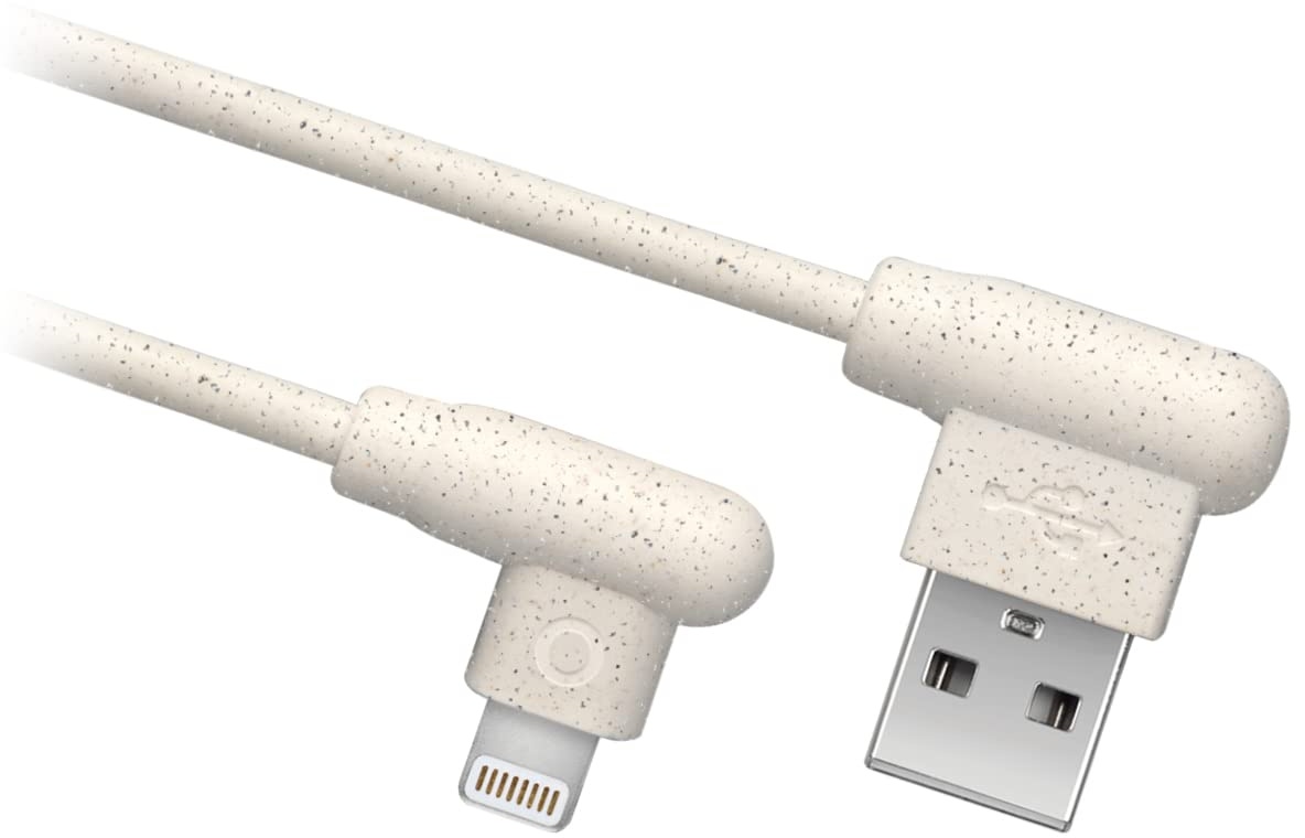 SBS USB 2.0 - Lightning Daten- und Ladekabel, 90°-Stecker, hergestellt aus 35% biologisch abbaubaren Materialien