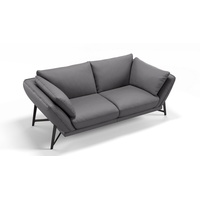 Sofanella 2-Sitzer Leder Estella, Relaxsofa, Designsofa, Designer Couch, Italienisches Sofa, 2er Sofa grau