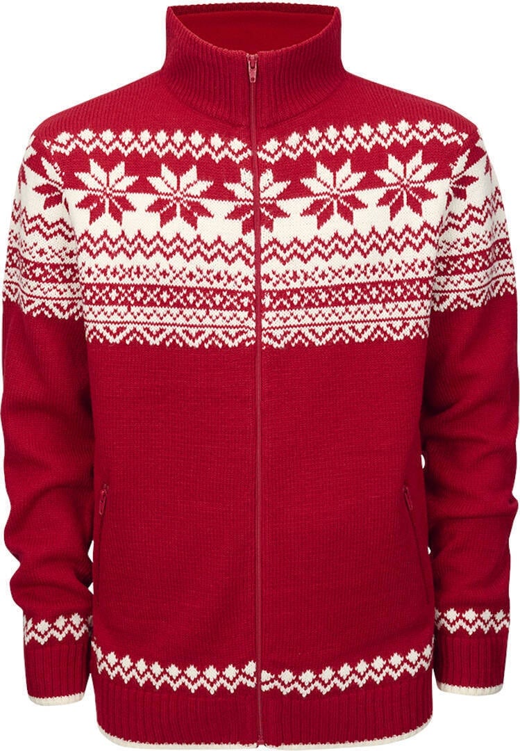 Brandit Norweger Zip Pullover, weiss-rot, Größe M für Männer