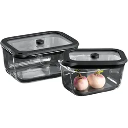 CHEF CUISINE Vakuum Glasbehälter 2er Set M – 2 Vakuumbehälter aus Borosilikatglas, Lebensmittel-Aufbewahrungsbehälter mit Deckel
