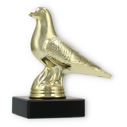 Pokal Kunststofffigur Taube gold auf schwarzem Marmorsockel 11,8cm