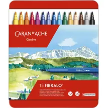 Caran d'Ache - FIBRALO Aquarelle Filzstifte in Metallbox - 15 Stück (Verpackung kann variieren)