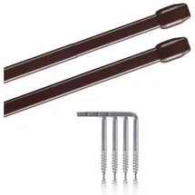 BestLivings Vitragestangen 2er Pack ausziehbar, 2 Gardinenstangen mit Schraubhaken (Farbe: braun, Größe: 60-90cm)