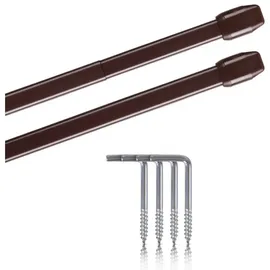 BestLivings Vitragestangen 2er Pack ausziehbar, 2 Gardinenstangen mit Schraubhaken (Farbe: braun, Größe: 60-90cm)