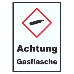 Schild Gasflasche Gas unter Druck hochkant A3 (297x420mm)