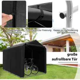 Costway Fahrradabdeckung 160x218x164cm Fahrradgarage mit aufrollbarer Reißverschlusstür grau