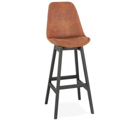 Barhocker aus Holz mit Mikrofasersitz | Barstuhl mit hoher Rückenlehne | Tresenhocker für optimalen Halt | Skandinavisches Design | Kadima Design