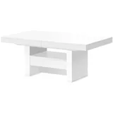 designimpex Couchtisch HLU-111 Weiß Hochglanz Schublade höhenverstellbar ausziehbar Esstisch, Funktionstisch, Wohnzimmertisch, Tisch, Esstisch, Sofatisch, Schublade weiß
