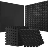 Vevor Akustikschaumstoff Akustikpaneele, 36er-Set, 300x300x50mm, Pyramidenförmige schalldichte Wandpaneele, Akustikplatten, Akustikschaumstoff-Matten für Studiowände und -decken, Schwarz