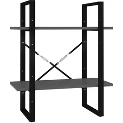 vidaXL Bücherregal 2 Fächer Grau 60x30x70 cm Holzwerkstoff