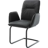 DeLife Freischwinger Vinja-Flex Echt-Leder Schwarz Freischwinger rund Schwarz