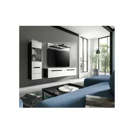 xonox.home Wohnwand Canu Weiß/Basalt grau - Maße cm B: 221 H: 141