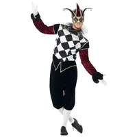 Smiffys Clown-Kostüm Venezianischer Harlekin - Kostüm für Fasching Hall, Karneval in Venedig oder barocker Gaukler? schwarz L