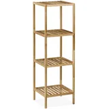 Relaxdays Badregal Walnuss, HBT 113x35,5x35,5 cm, 4 Ablagen, quadratisch, Standregal Küche, Badezimmer Regal Holz, natur