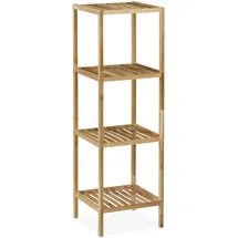 Relaxdays Badregal Walnuss, HBT 113x35,5x35,5 cm, 4 Ablagen, quadratisch, Standregal Küche, Badezimmer Regal Holz, natur