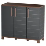 Kunststoffschrank PORTOFINO P100-B – niedrig, 3-türig - Grau/Braun