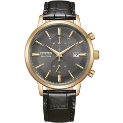 Chronograph CITIZEN, schwarz, Armbanduhren, Herren, Armbanduhr, Herrenuhr, Solar, Stoppfunktion, Lederarmband