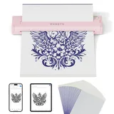MUNBYN Tattoo Drucker Bluetooth, Stencil Drucker, Tattoo Printer Thermodrucker mit 20 Blatt A4 Transferpapier, Kompatibel mit Android iOS macOS Windows, ITP05, Rosa