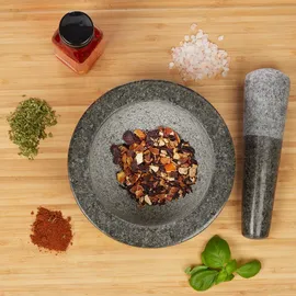 Relaxdays Granit Mörser mit Stößel Ø 16 cm 400 ml grau