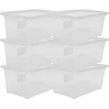 ONDIS24 Aufbewahrungsbox Aufbewahrungsbox Schuhbox Nähbox Lagerbox Allzweckbox Easy XS & Deckel (6 St), durchsichtig, stapelbar