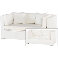 OUTFLEXX 2-Sitzer Sofa, weiß, Polyrattan, 152x85x70cm, inkl. Polster, wasserfeste Kissenbox