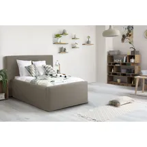 Home Affaire Polsterbett HOME AFFAIRE "Dalina", beige, B:141cm H:124cm L:227cm, Struktur (100% Polyester), Betten, Polsterbett, geradliniges Kopfteil, in 5 Breiten, auch in 220cm Länge