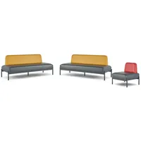 JV Möbel Couch Leder 3-Sitzer Gelb/Rot/Schwarz