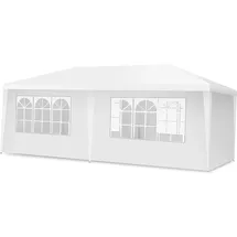 Costway Gartenpavillon 3 x 6 m inkl. 4 Seitenteile Weiß