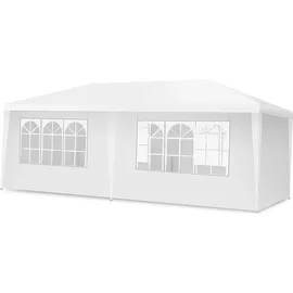 Costway Gartenpavillon 3 x 6 m inkl. 4 Seitenteile Weiß