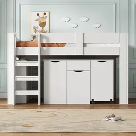 XDOVET Hausbett mit Leiter 90 x 200 cm MDF weiß