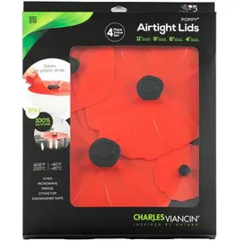 Charles Viancin Poppy Set aus 4 Silikon-Deckeln 28/23/15/10cm,