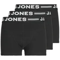 JACK & JONES Jungen Boxershorts, 3er Pack SENSE TRUNKS Baumwoll-Stretch, Logobund Schwarz 140