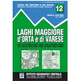 K&S Druckbunt Verlag Carta n. 12 Laghi Maggiore, d'Orta e di Varese 1:50.000. Carta dei sentieri e dei rifugi (Carta. Valli)