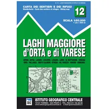K&S Druckbunt Verlag Carta n. 12 Laghi Maggiore, d'Orta e di Varese 1:50.000. Carta dei sentieri e dei rifugi (Carta. Valli)