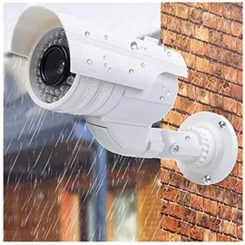 O&W Security Überwachungskamera-Attrappe Dummy-Kamera, Überwachungskamera Attrappe mit blinkendem LED, in wettergeschütztem Gehäuse, Fake-CCTV-Sicherheitska...