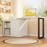 Schrankbett-schreibtisch 2-in-1 Weiß – Klappbett Mit 4 Cm Matratze, Rollen & Stauraum