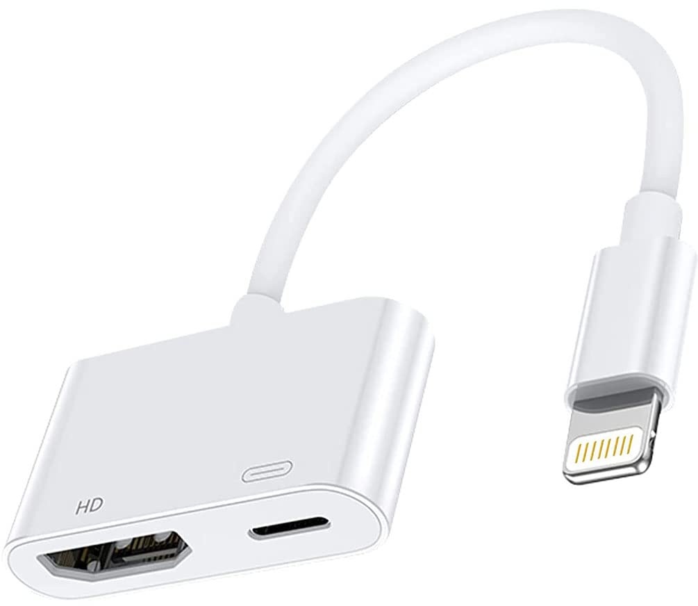 Lightning Adapter AV Digital 1080P [Apple MFI Zertifiziert] iPhone HDMI Adapter TV Lightning auf HDMI Plug and Play Kabel für iPhone 14/13/12/SE/11/XS/XR/X/8/7 auf TV/HDTV/Monitor/Projektor, Weiß