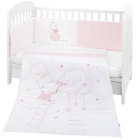 KIKKABOO Bettwäsche 4-teilig Decke 135 x 95 cm Bezug Nestchen Bett 120 x 60 cm rosa