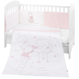 KIKKABOO Bettwäsche 4-teilig Decke 135 x 95 cm Bezug Nestchen Bett 120 x 60 cm rosa