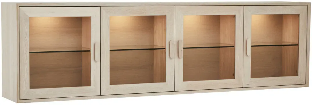 Hängevitrine Otaro Eiche Whitewash 212 cm - 4 Türen, LED & Soft-Close