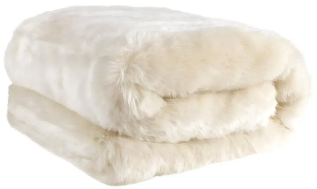 Casa Padrino Luxus Tagesdecke / Wohndecke Weiß 170 x 145 cm - Kunstfell Kuscheldecke