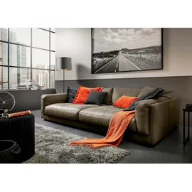 Candy Big-Sofa 3C CANDY "Karalis mit extra großer Sitztiefe, elegantes Mega Sofa zum Relaxen", grün (oliv), B:294cm H:85cm T:150cm, 100% Leder, Sofas, Big-Sofa, auch in Cord- oder Leder-Bezug, lose Kissen, loungige Bequemlichkeit