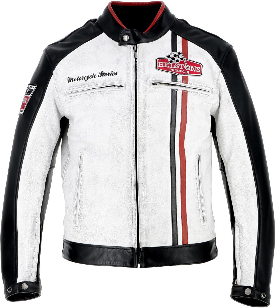 Helstons Jay Motul Edition Motorfiets lederen jas, zwart-wit, L