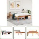 The Living Store - Seniorenbett Wachsbraun 135x190 Cm Massivholz Kiefer - Seniorenbett - Holzbett - Kiefernholzbett - Doppelbett - Boxspringbett