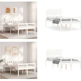 vidaXL Seniorenbett mit Kopfteil Weiß Massivholz - Seniorenbett - Seniorenbetten - Bett Für Senioren - Betten Für Senioren - Weiß