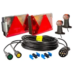 Lichtset: ASPÖCK Rückleuchten + ASPÖCK Seitenmarkierungsleuchten + MANTES 7m 7-PIN Kabelbaum + Schnellverbinder