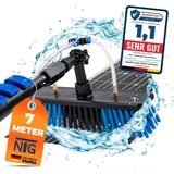 NTG Teleskop Waschbürste zur Reinigung von Solaranlagen und Fenstern in 7 Meter Ausführung mit Wasseranschluss und Seifenspender Teleskopstange W...